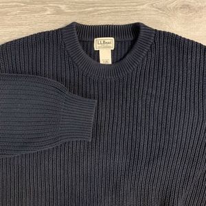 LL Bean Black Sweater Crewneck 100% Thick Cotton